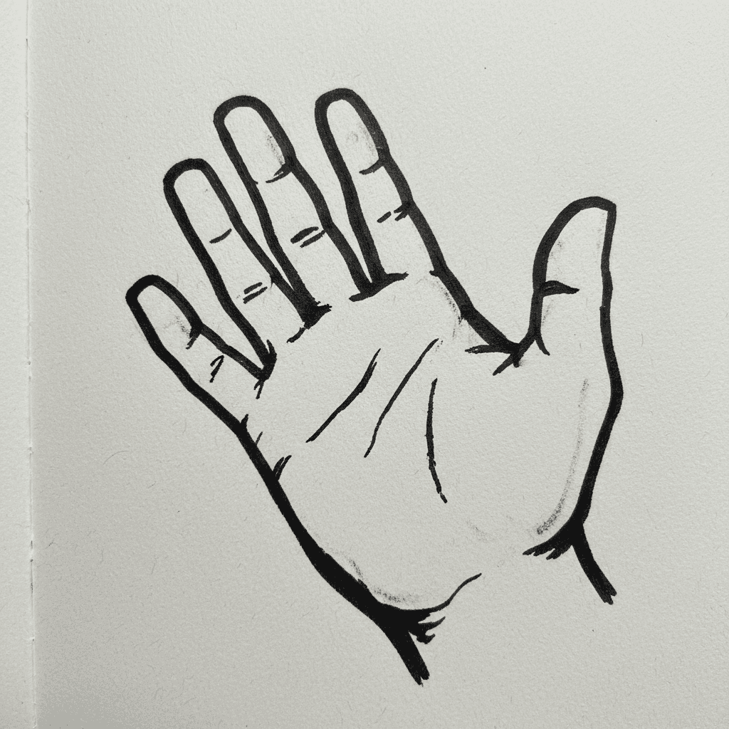 Open Palm - easy marker drawing idea