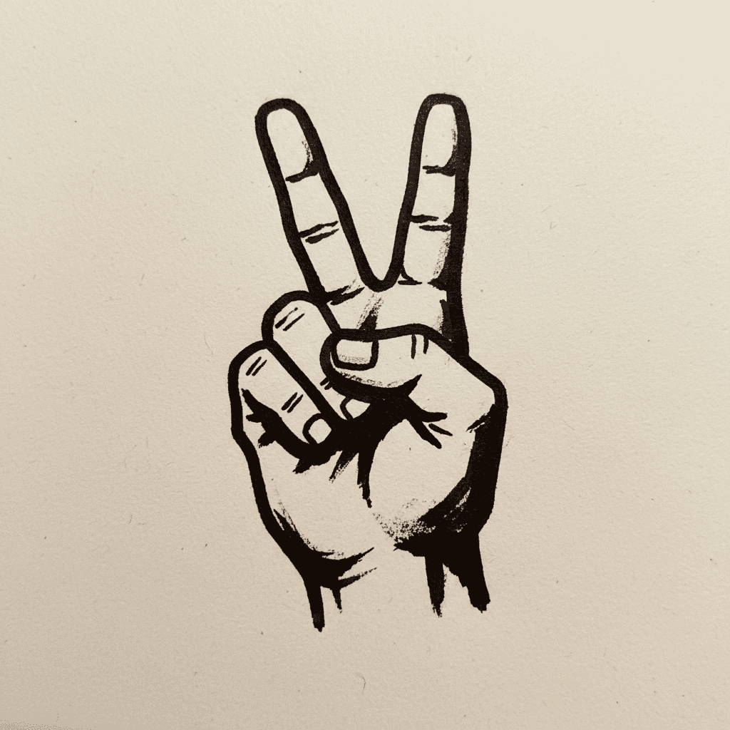 Peace Sign Hand - easy marker drawing idea