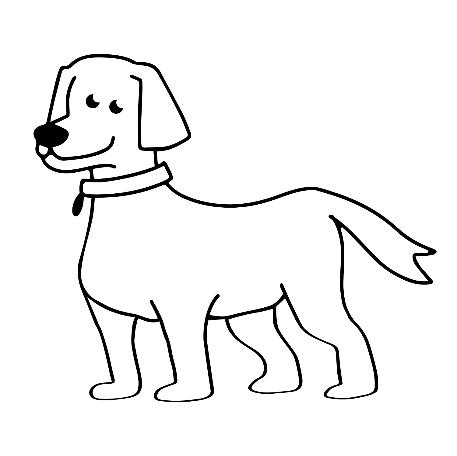 Dog - easy cartoon drawing idea for animals