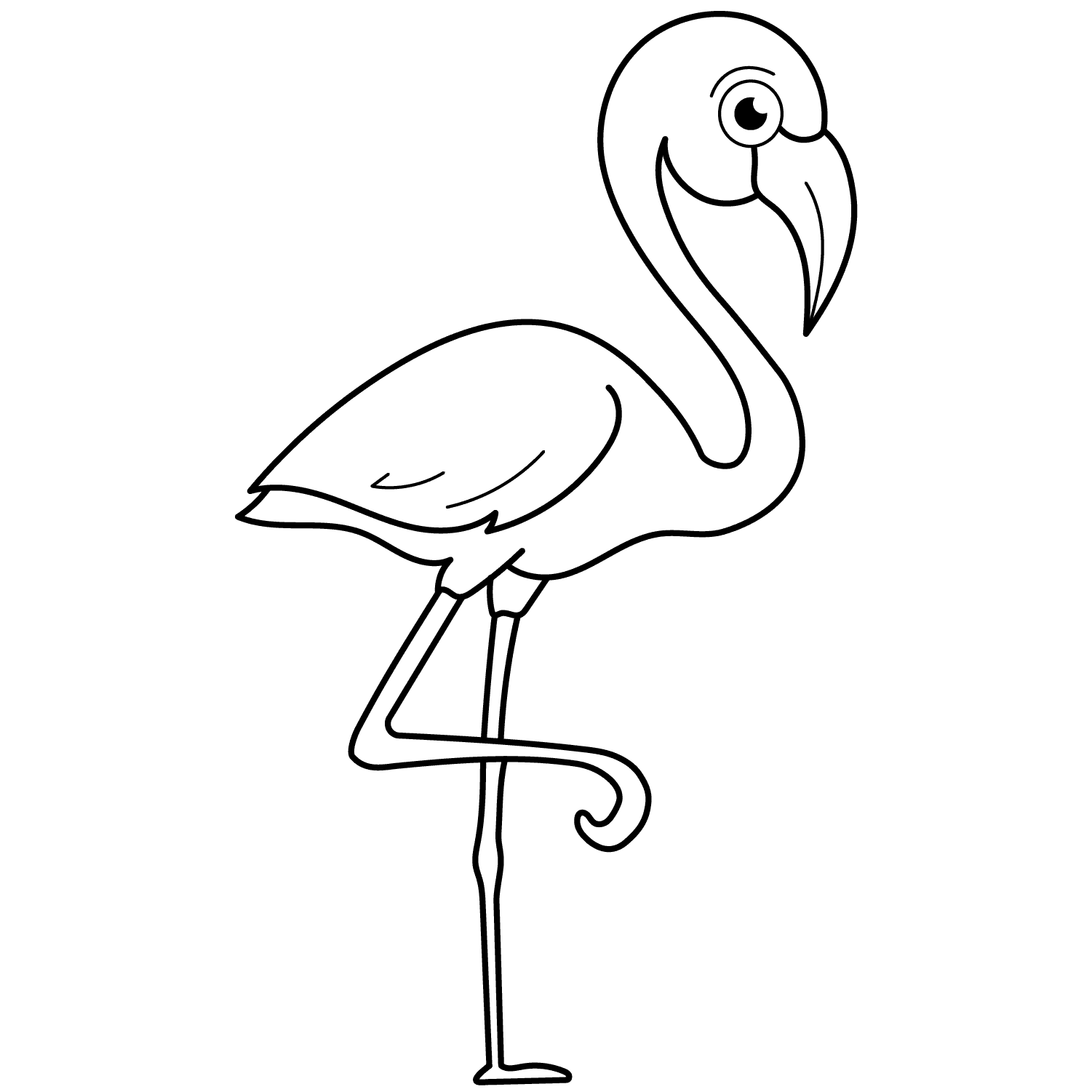 Flamingo - medium cartoon drawing idea for animals