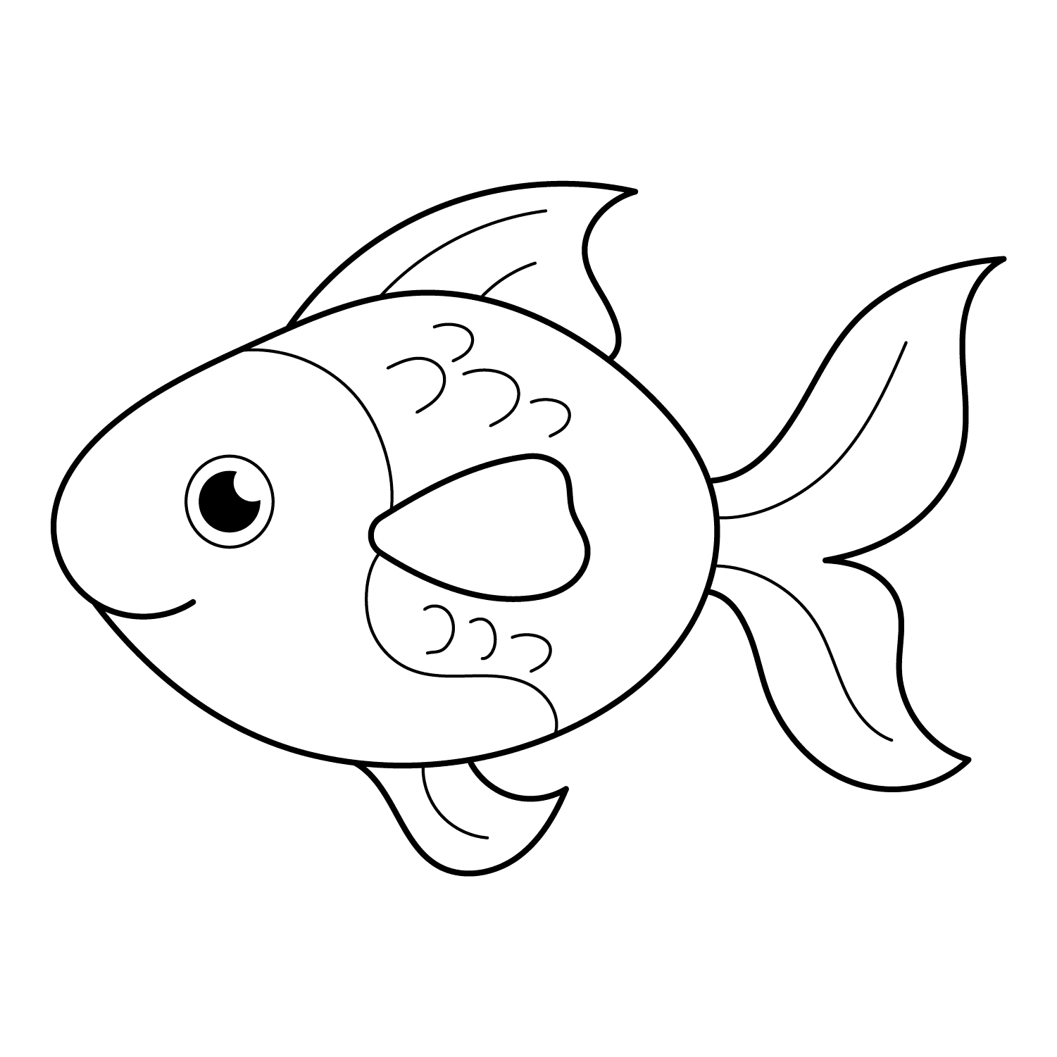 Goldfish - easy cartoon drawing idea for animals