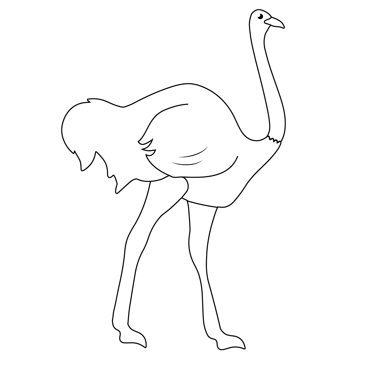 Ostrich - medium cartoon drawing idea for animals