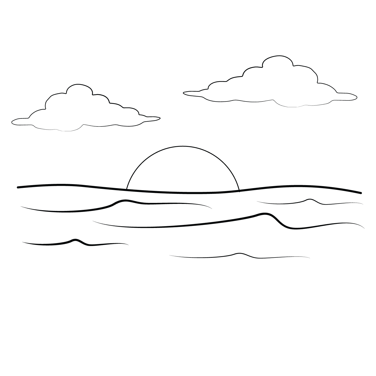 Ocean - medium realistic drawing idea for nature