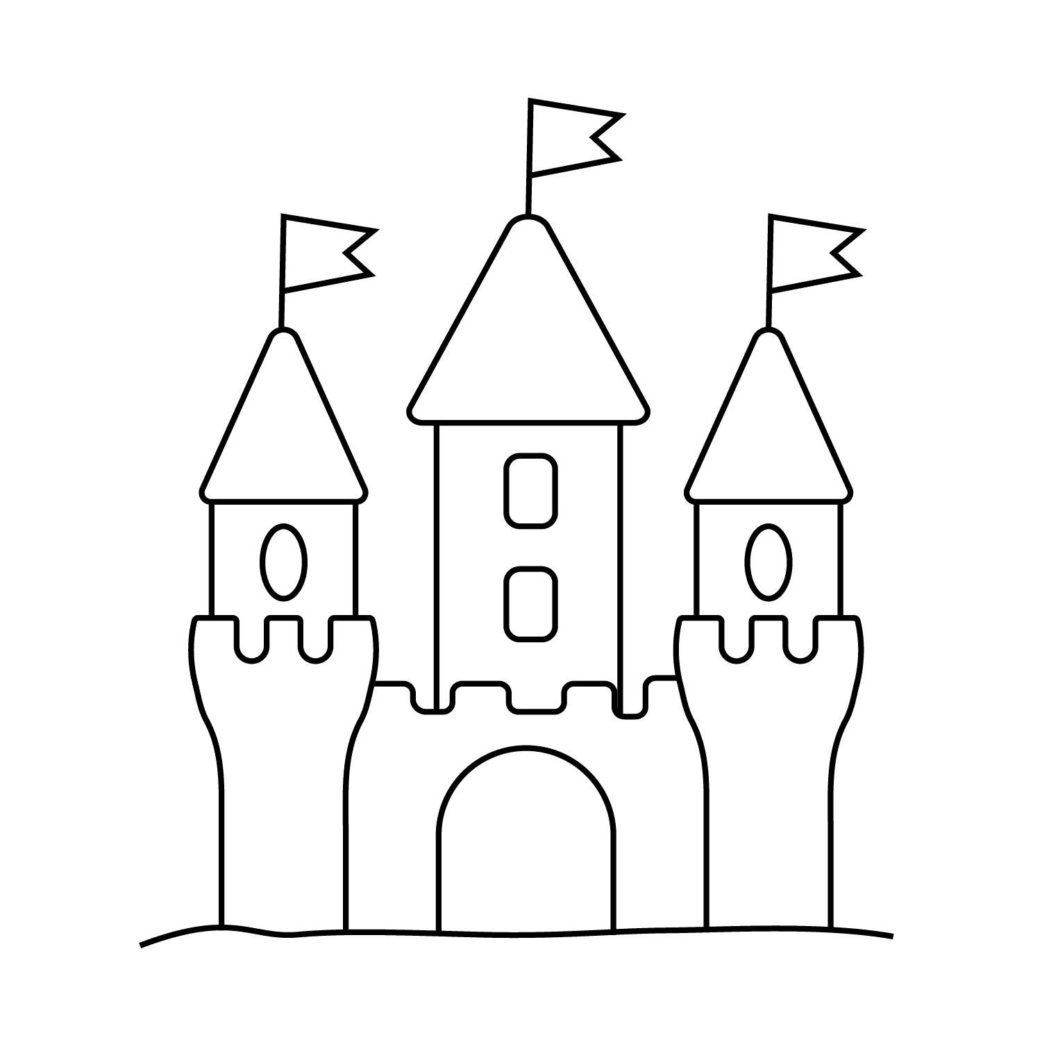 Sand Castle - easy cartoon drawing idea for objects