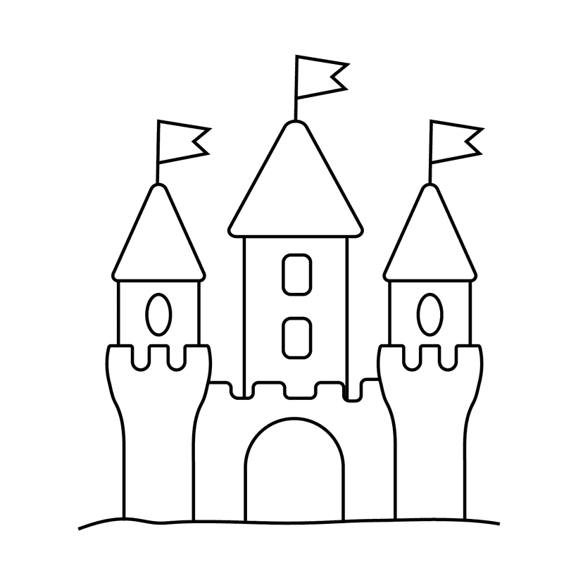 Sand Castle - easy cartoon drawing idea