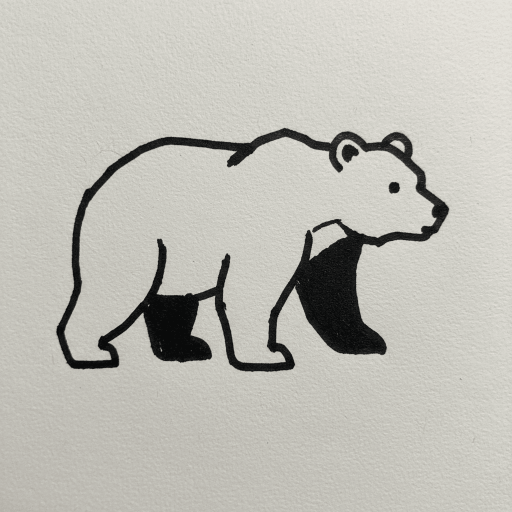 Bear with Marker Pen - easy marker drawing idea for animals