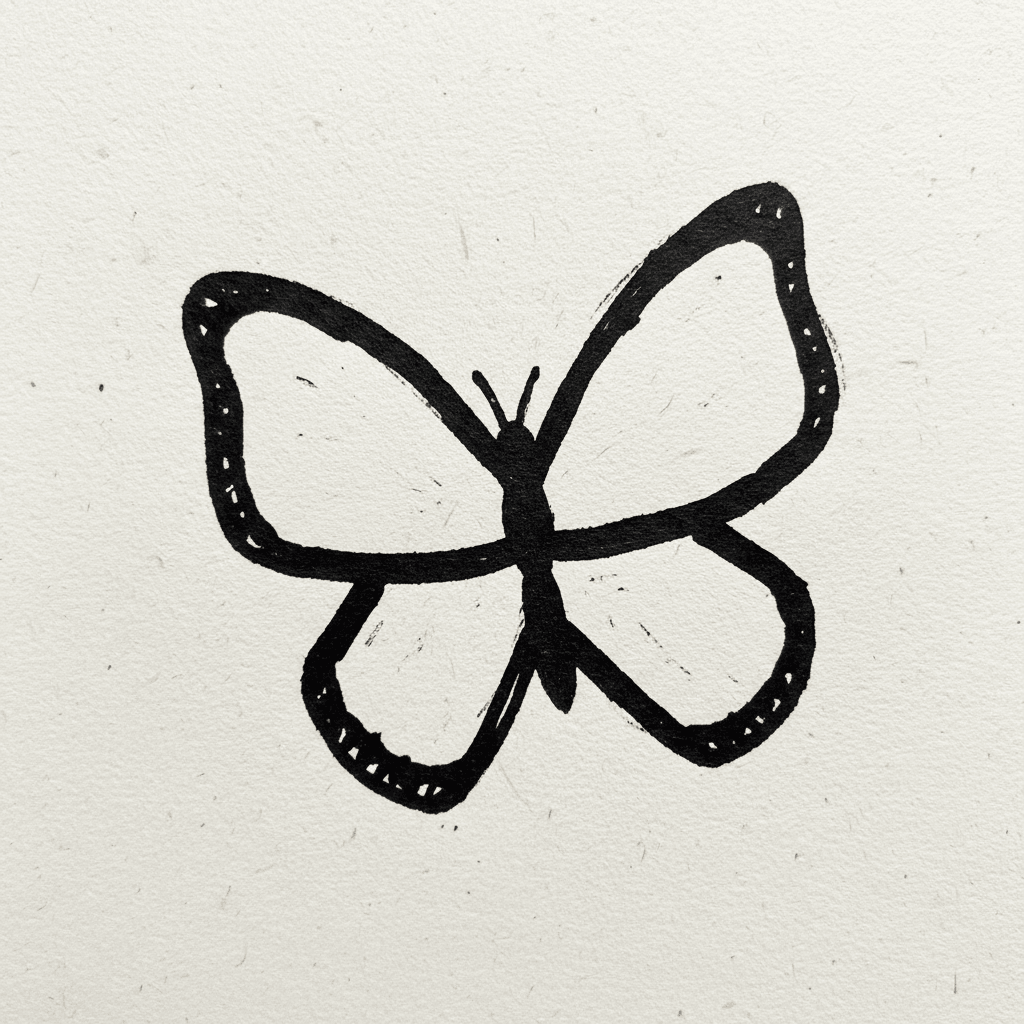 Butterfly with Marker Pen - easy sketch drawing idea for animals