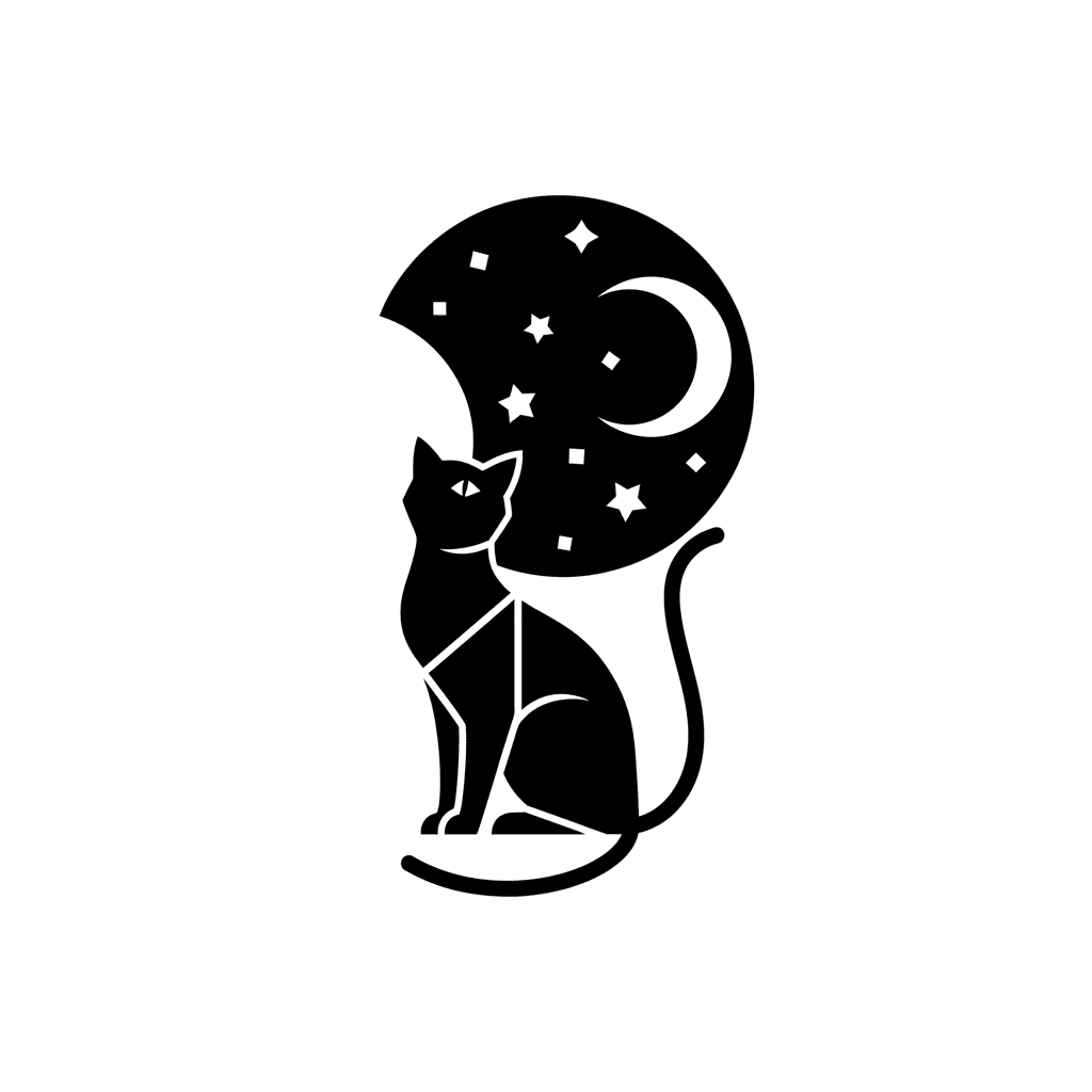 Cat Gazing at Stars (Minimalist) - hard minimalist drawing idea for animals