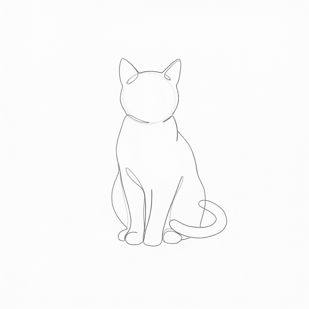 Cat Sketch - easy sketch drawing idea for animals