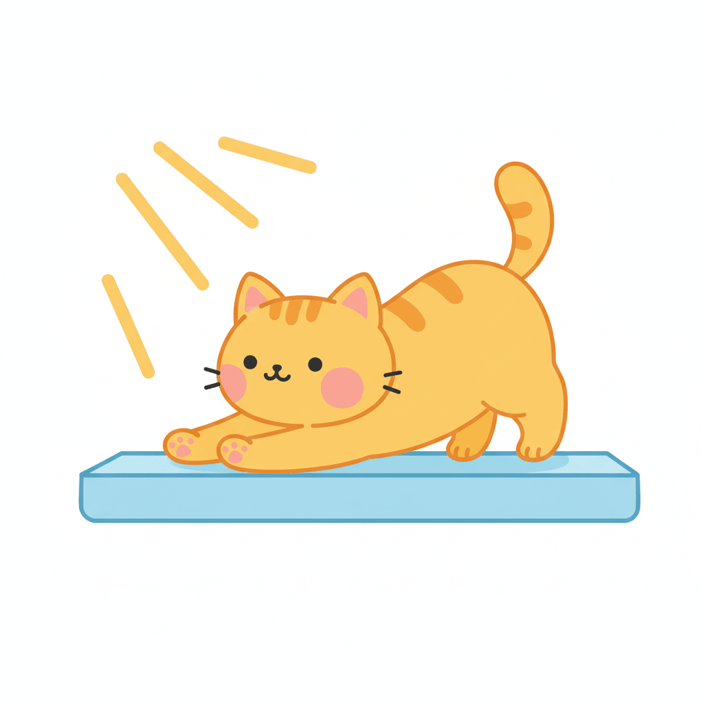 Cat Stretching on Windowsill (Anime) - easy cartoon drawing idea for animals