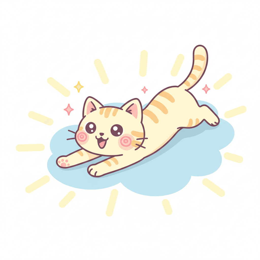 Cat Stretching on Windowsill (Anime) - medium cartoon drawing idea for animals