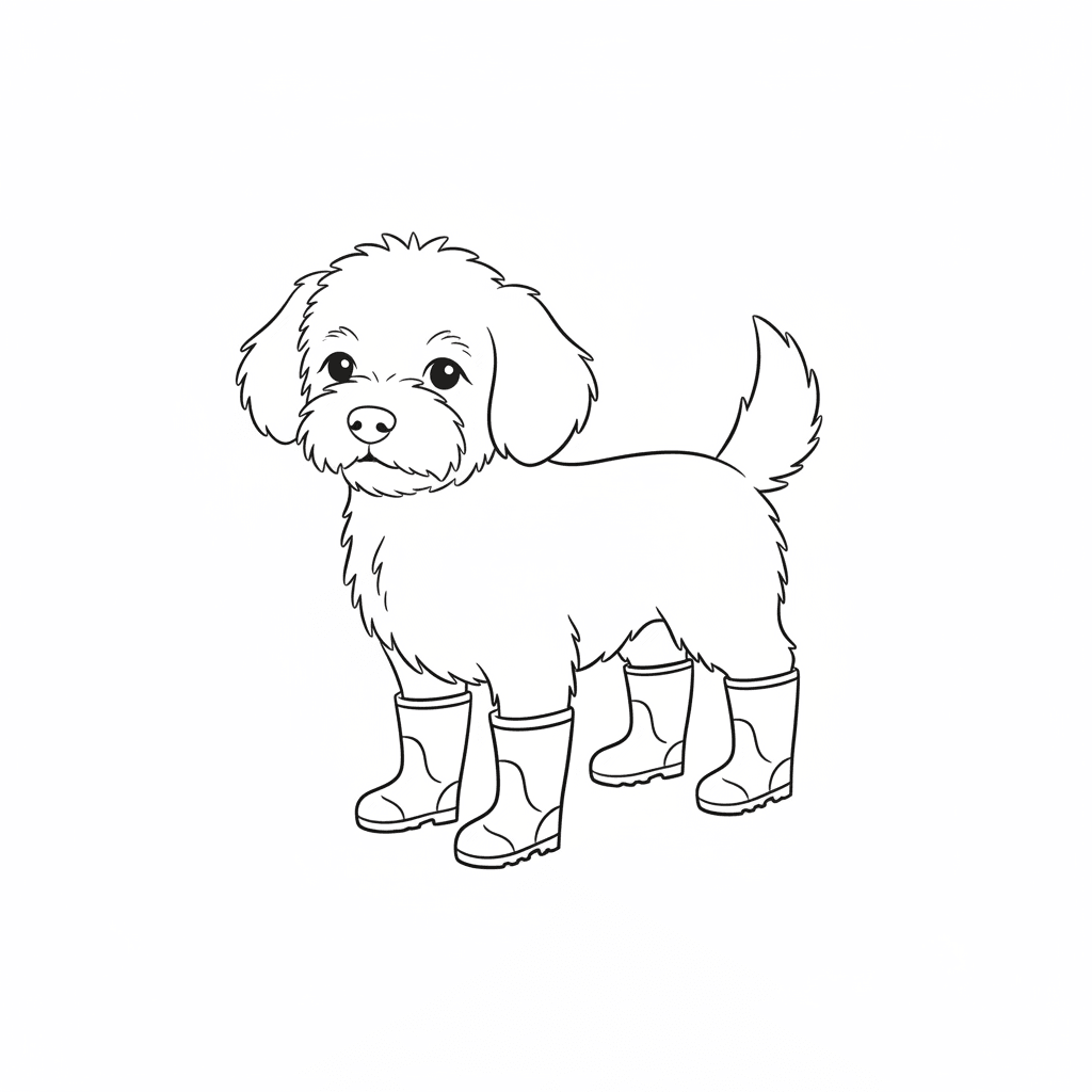 Dog In Tiny Rain Boots - easy sketch drawing idea for animals