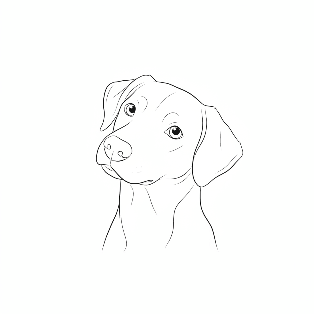 Dog Tilting Head Curiously - easy sketch drawing idea for animals