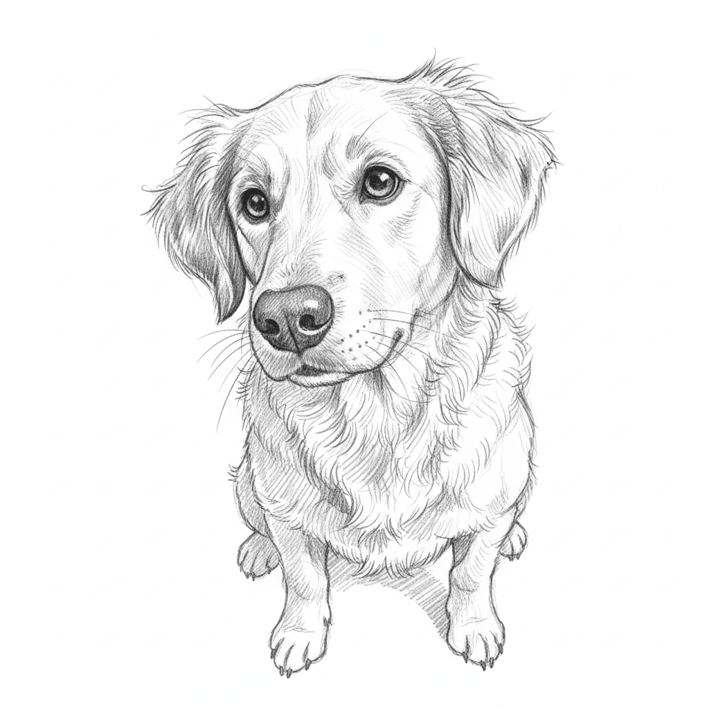 Dog Tilting Head Curiously - hard sketch drawing idea for animals
