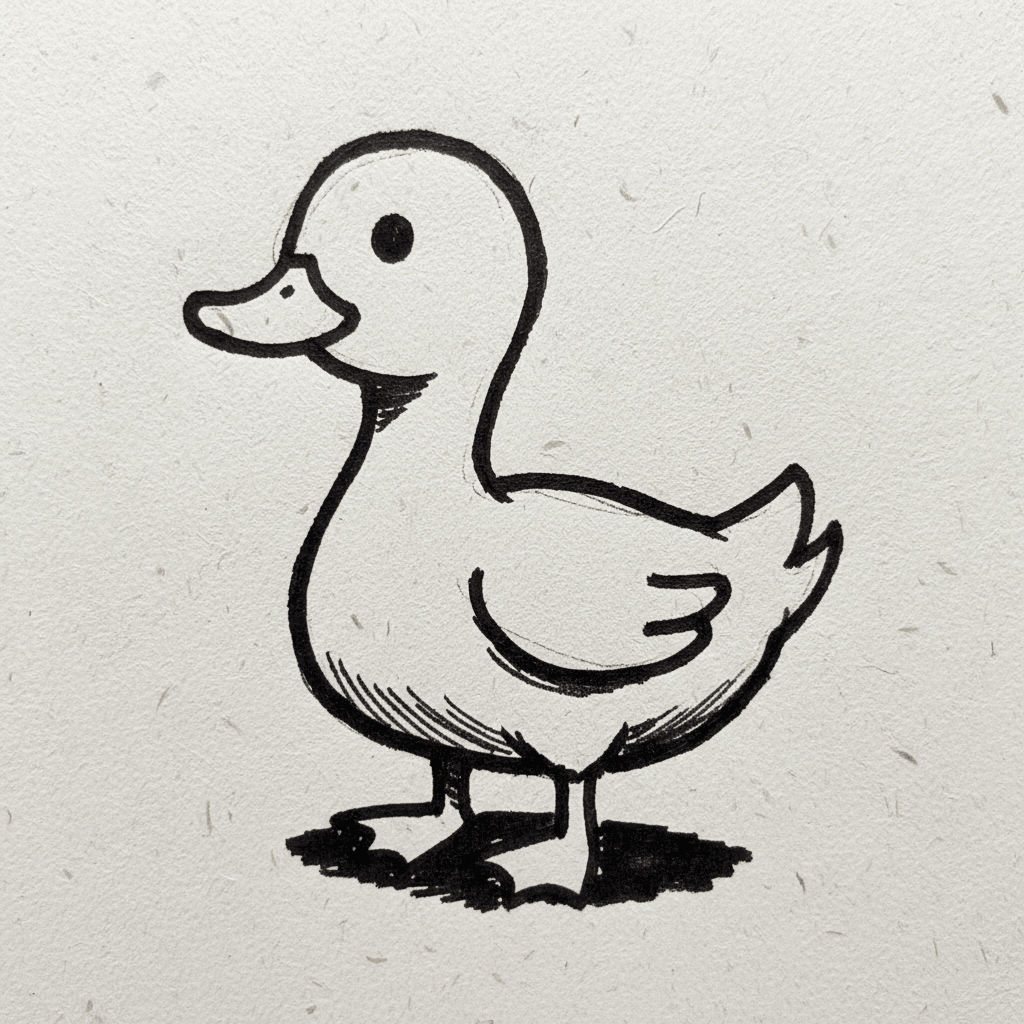 Duck with Marker Pen - easy marker drawing idea for animals