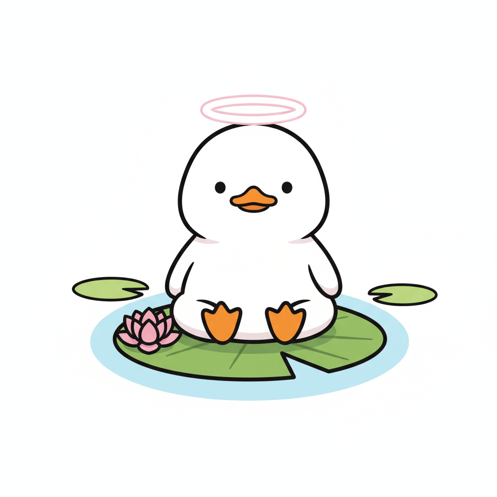 Duck Meditating On A Lily Pad - easy cartoon drawing idea for animals