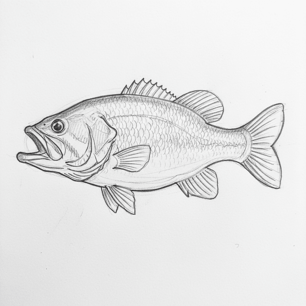 Fish - medium sketch drawing idea for animals