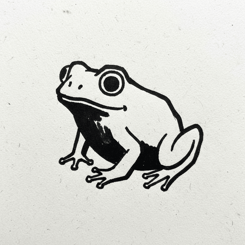 Frog with Marker Pen - easy marker drawing idea for animals