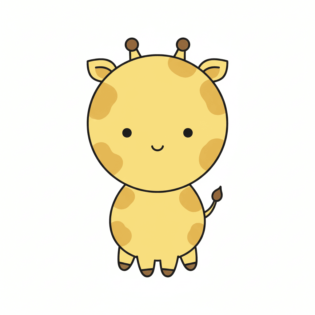 Giraffe - easy cartoon drawing idea for animals