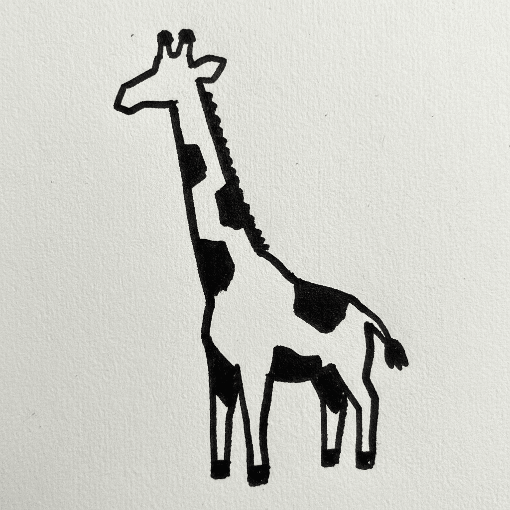 Giraffe with Marker Pen - easy marker drawing idea for animals