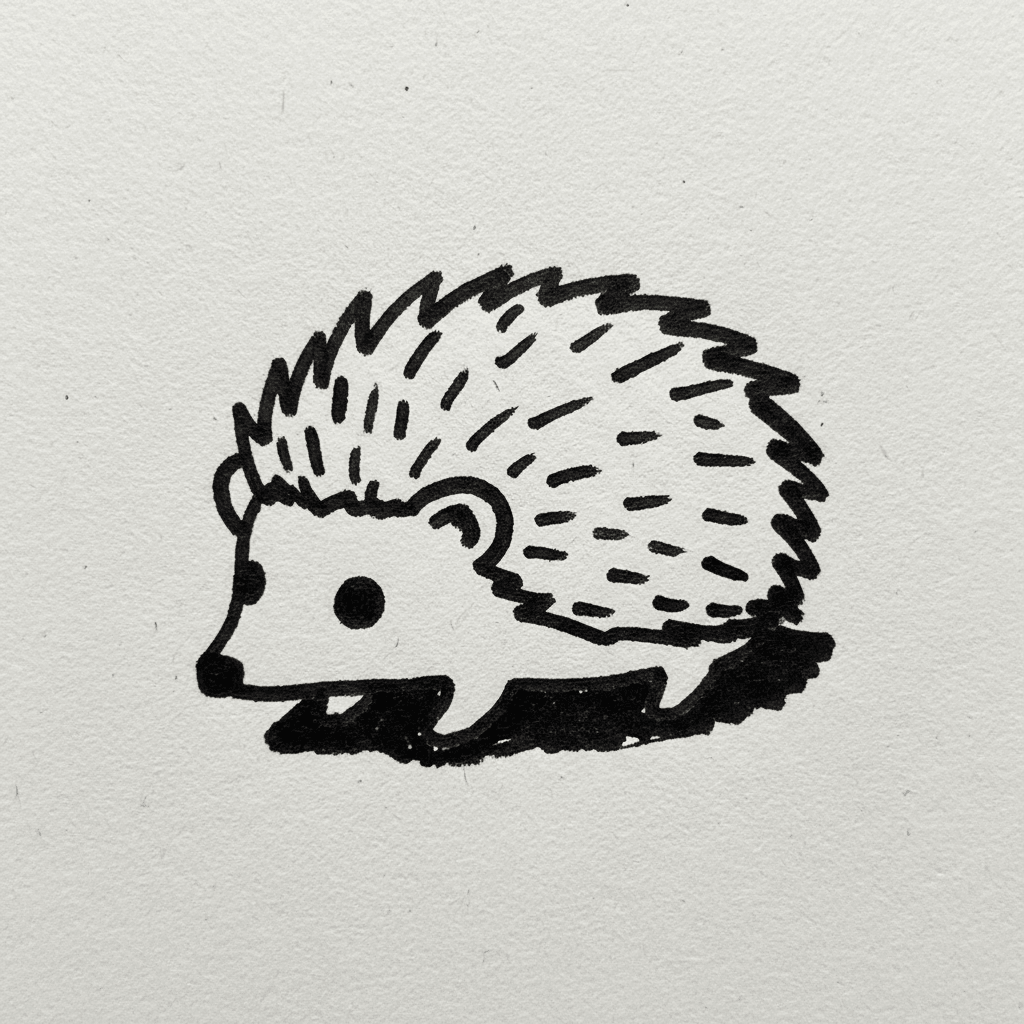 Hedgehog with Marker Pen - easy marker drawing idea for animals