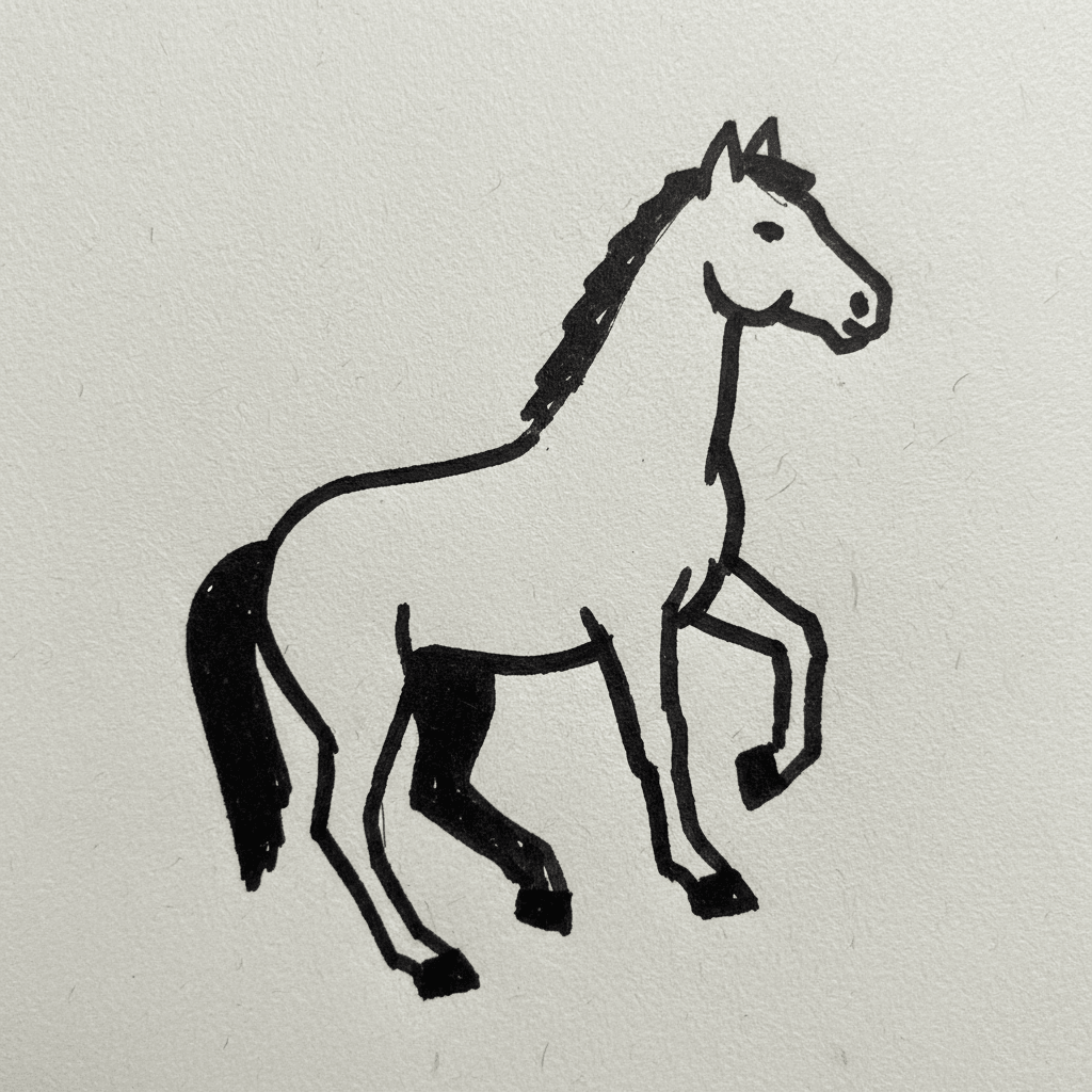 Horse with Marker Pen - easy marker drawing idea for animals