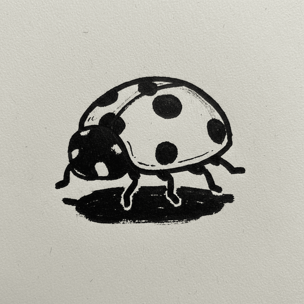 Ladybug with Marker Pen - easy marker drawing idea for animals