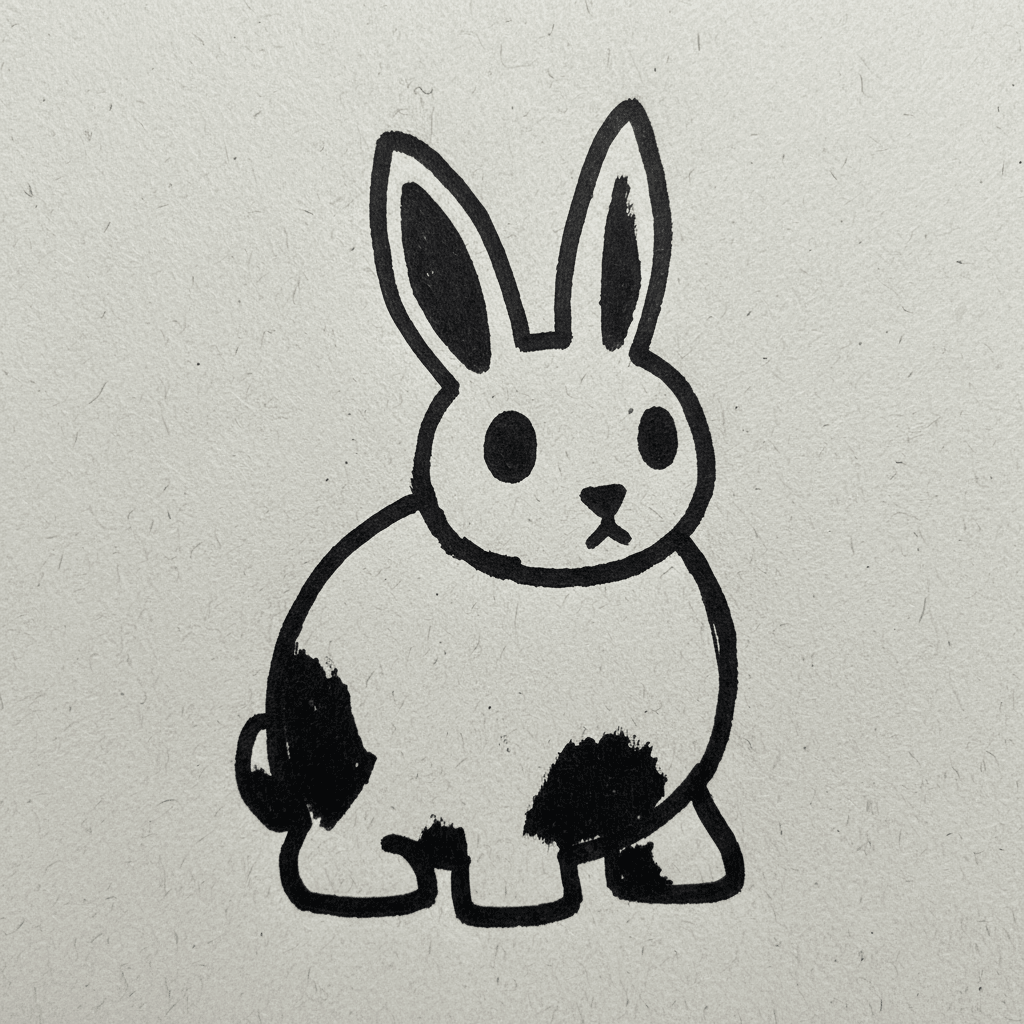 Rabbit with Marker Pen - easy sketch drawing idea for animals