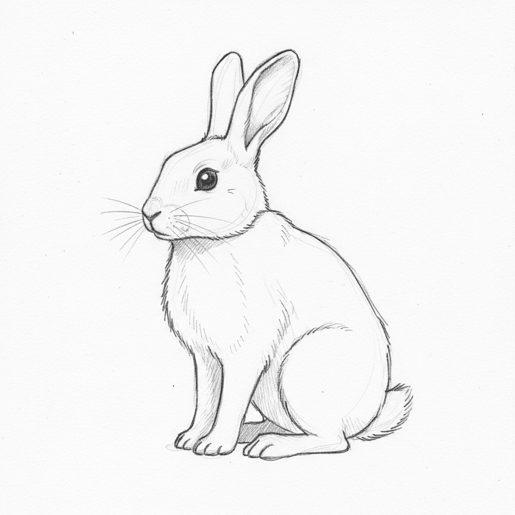 Rabbit - medium sketch drawing idea for animals