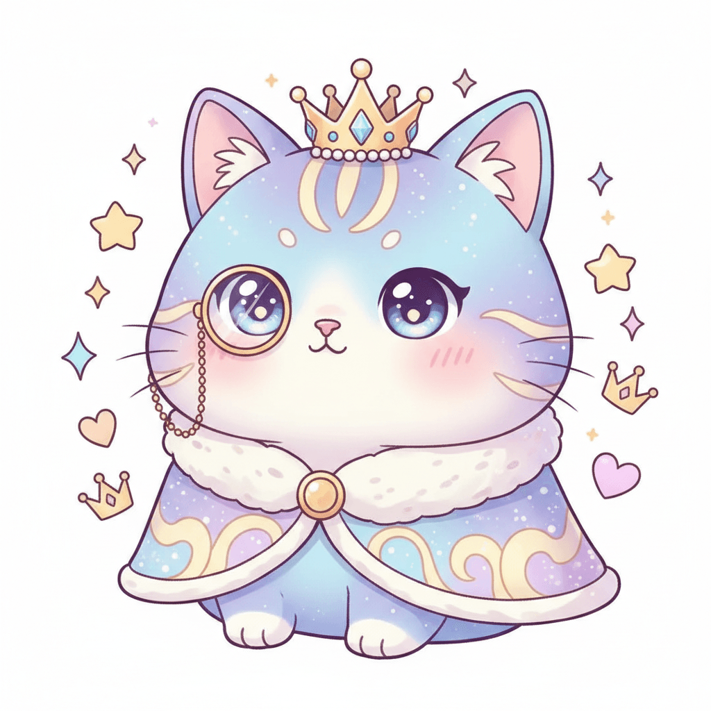 Regal Cat with Monocle (Anime) - hard cartoon drawing idea for animals