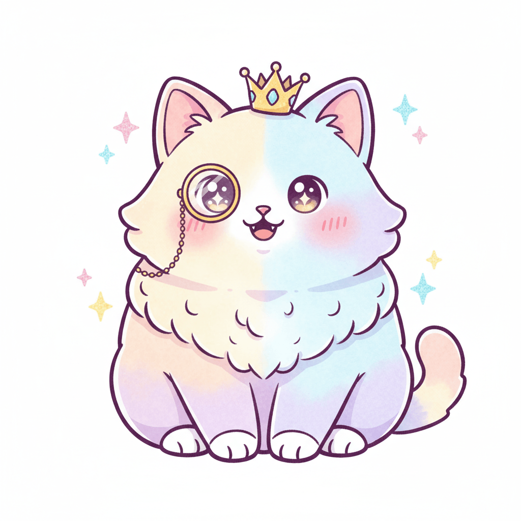 Regal Cat with Monocle (Anime) - medium cartoon drawing idea for animals