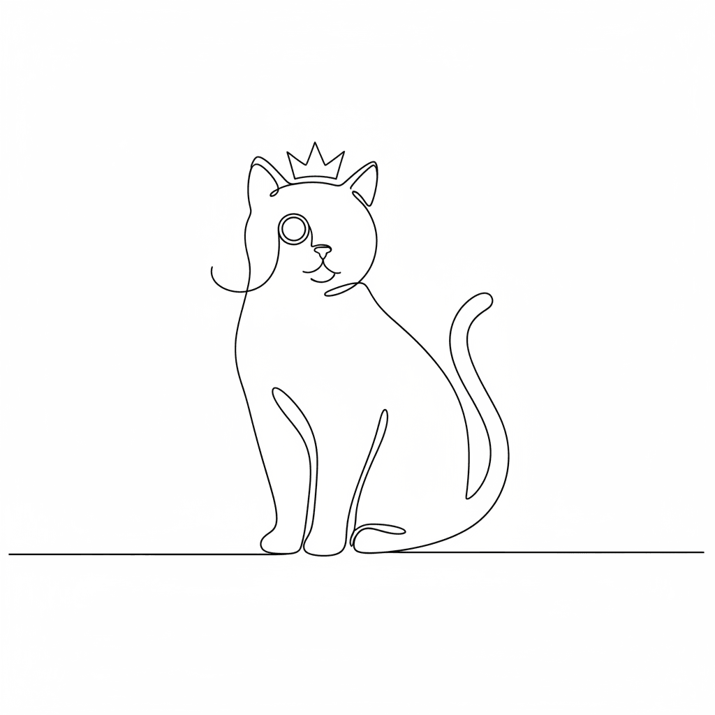 Regal Cat with Monocle (Minimalist) - easy minimalist drawing idea for animals