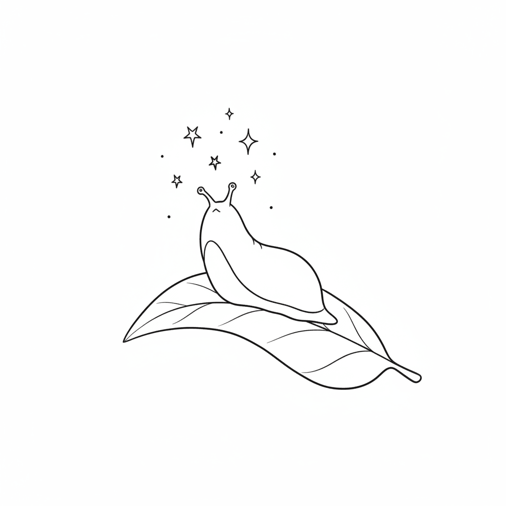 Slug Stargazing On A Leaf - easy sketch drawing idea for animals