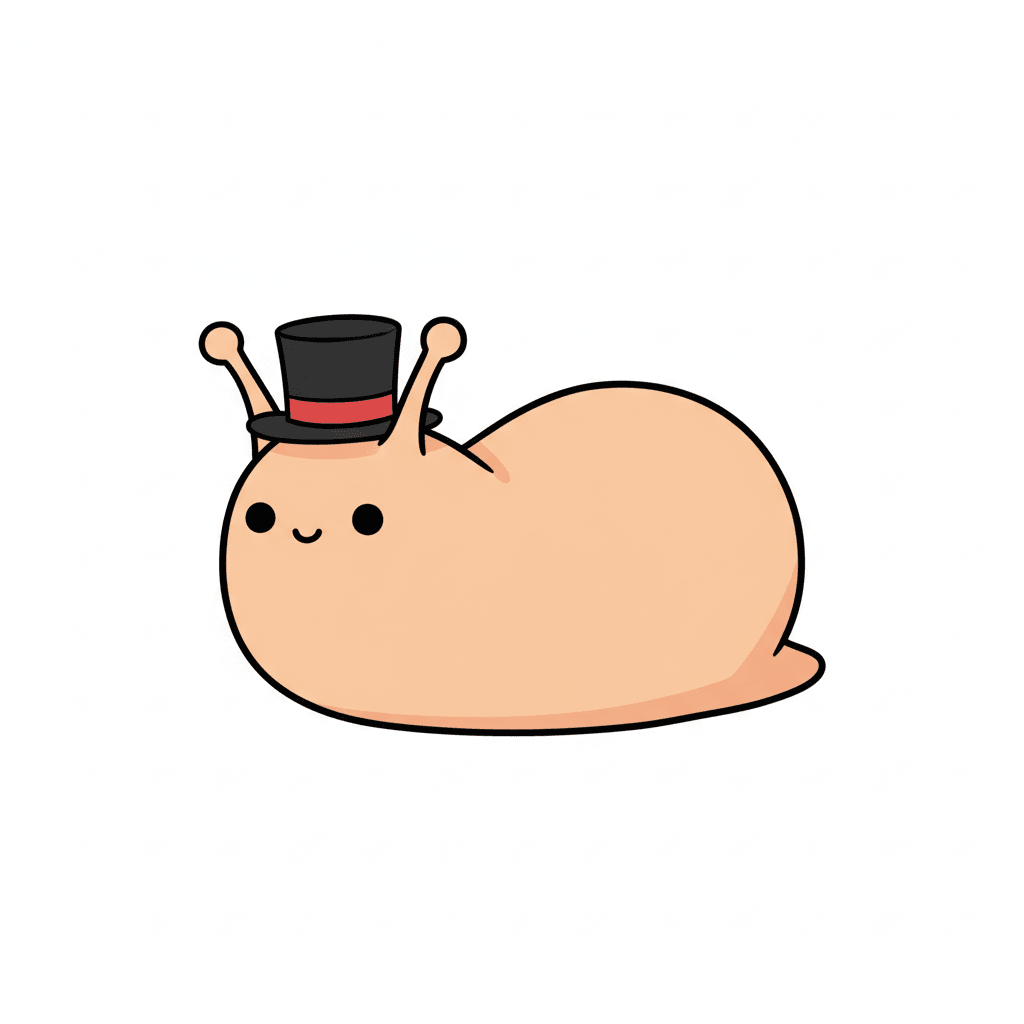 Slug Wearing Tiny Top Hat - easy cartoon drawing idea for animals
