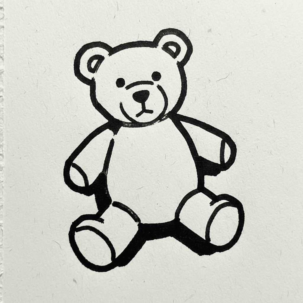 Teddy Bear with Marker Pen - easy sketch drawing idea for animals