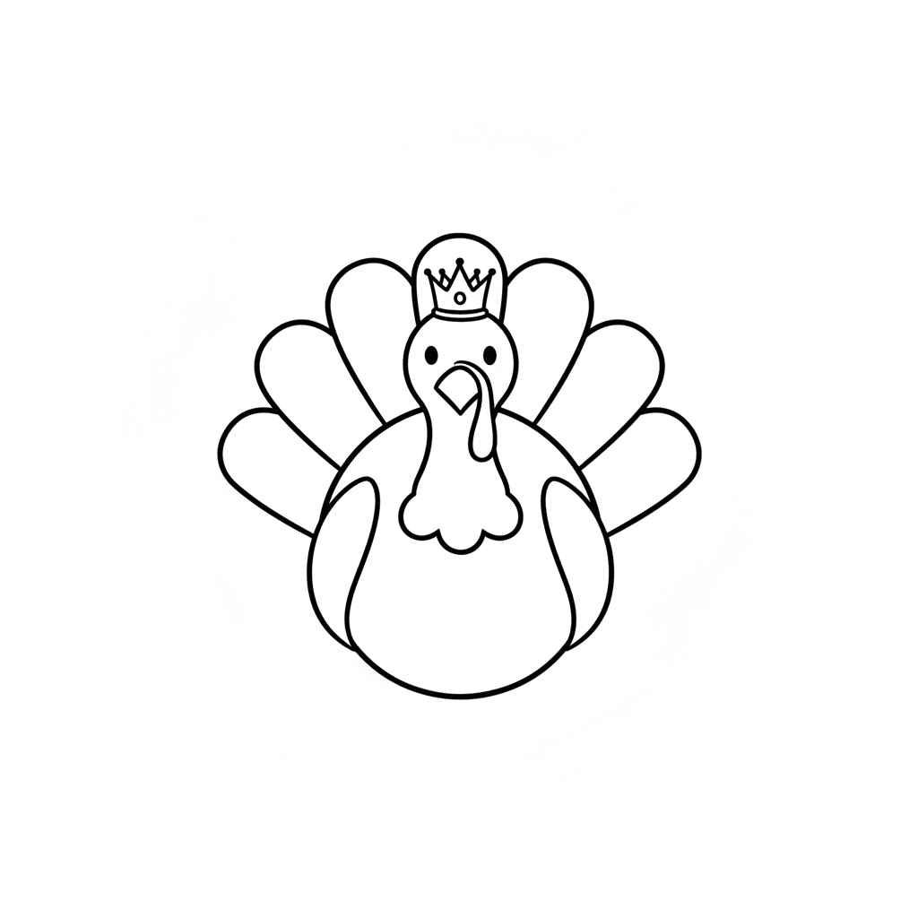 Turkey Wearing Tiny Crown - easy sketch drawing idea for animals