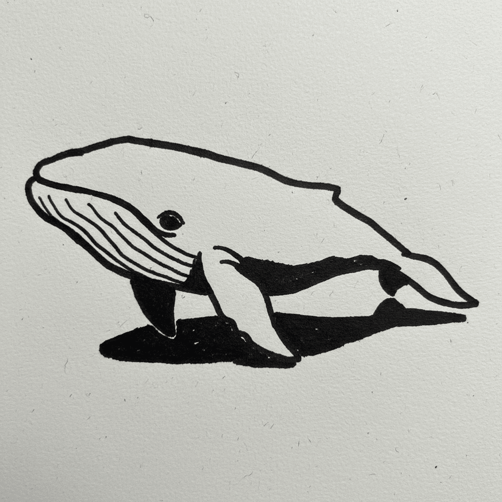 Whale with Marker Pen - easy marker drawing idea for animals