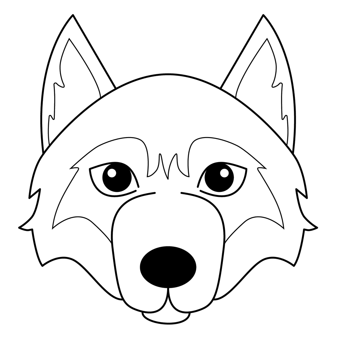 Wolf - medium line-art drawing idea for animals