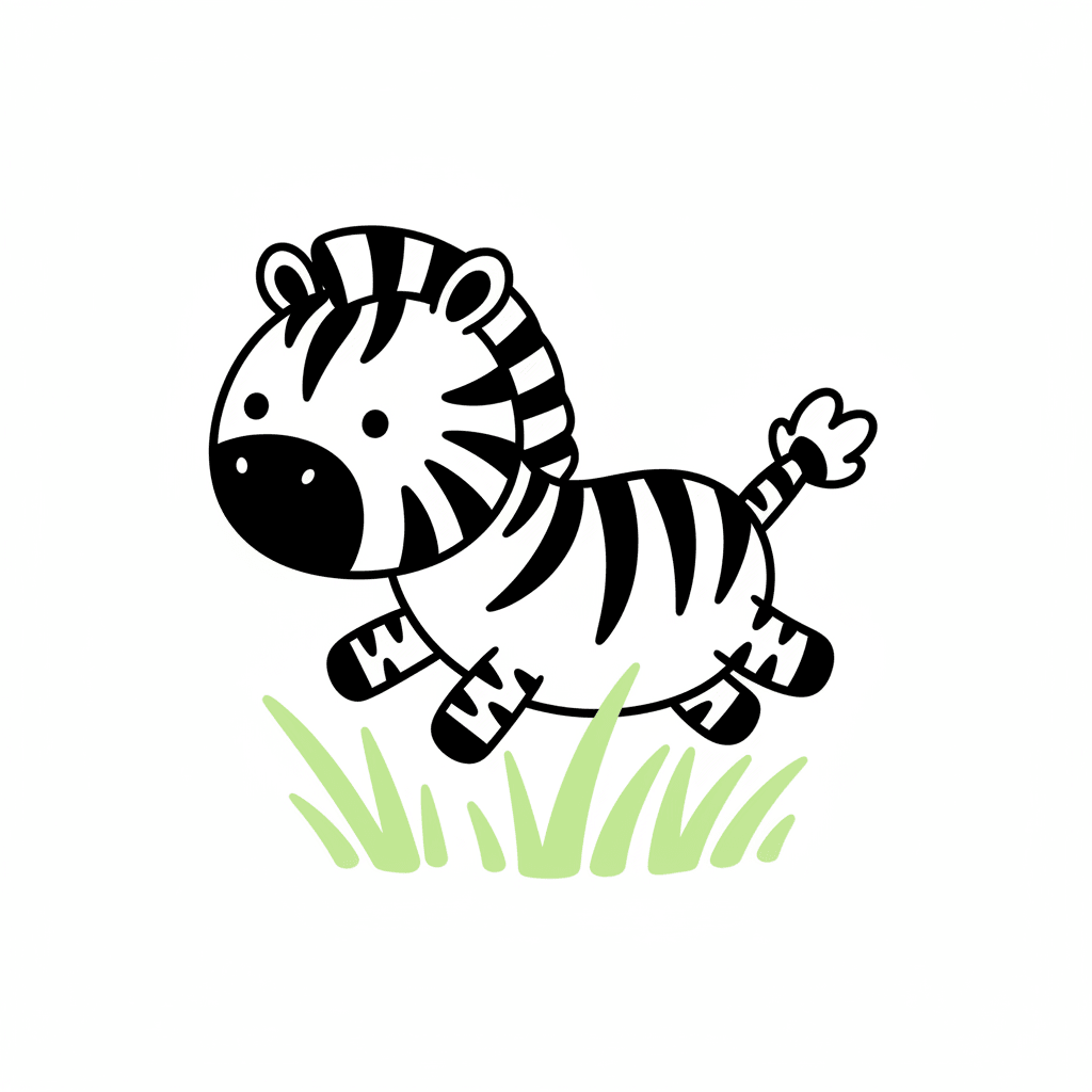 Zebra Galloping Through Tall Grass - easy cartoon drawing idea for animals