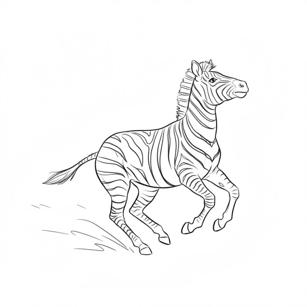 Zebra Galloping Wildly - easy sketch drawing idea for animals
