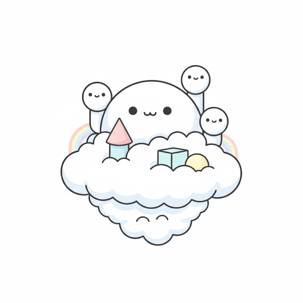 Floating Cloud Castle - easy cartoon drawing idea for architecture