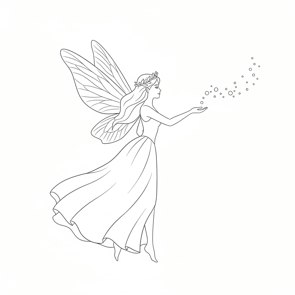 Fairy Sprinkling Stardust - easy sketch drawing idea for fantasy