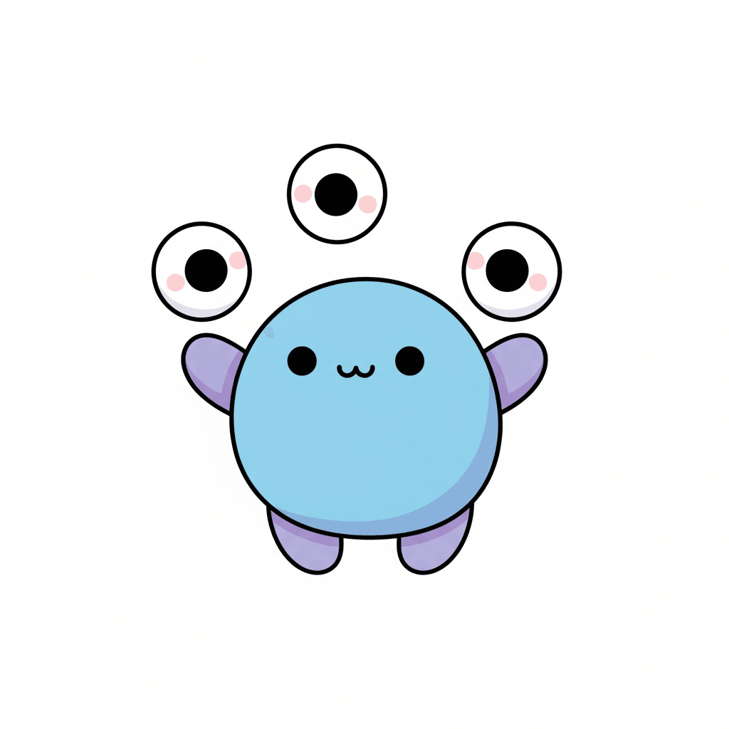 Monster Juggling Eyeballs - easy cartoon drawing idea for fantasy