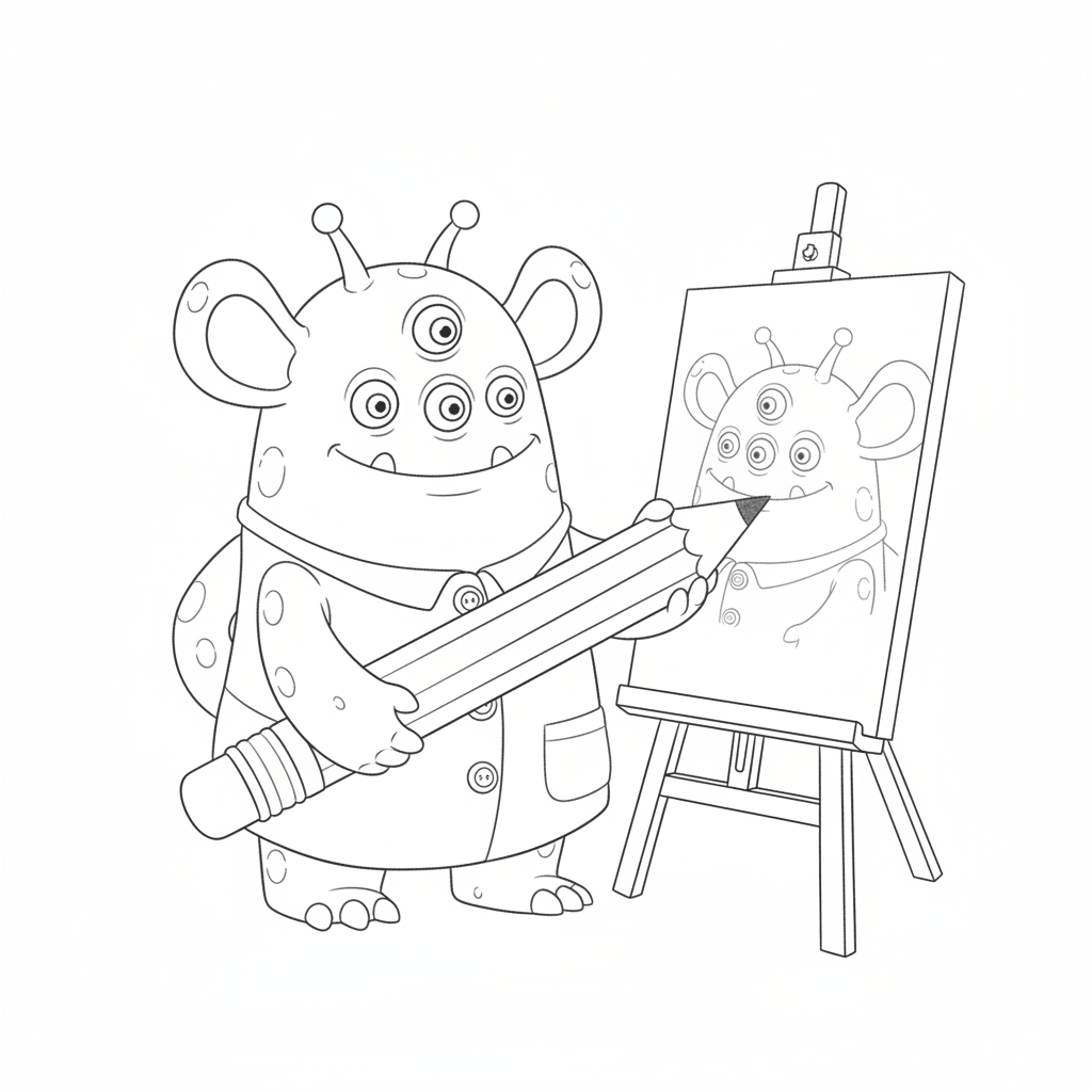 Monster Painting A Self Portrait - easy sketch drawing idea for fantasy
