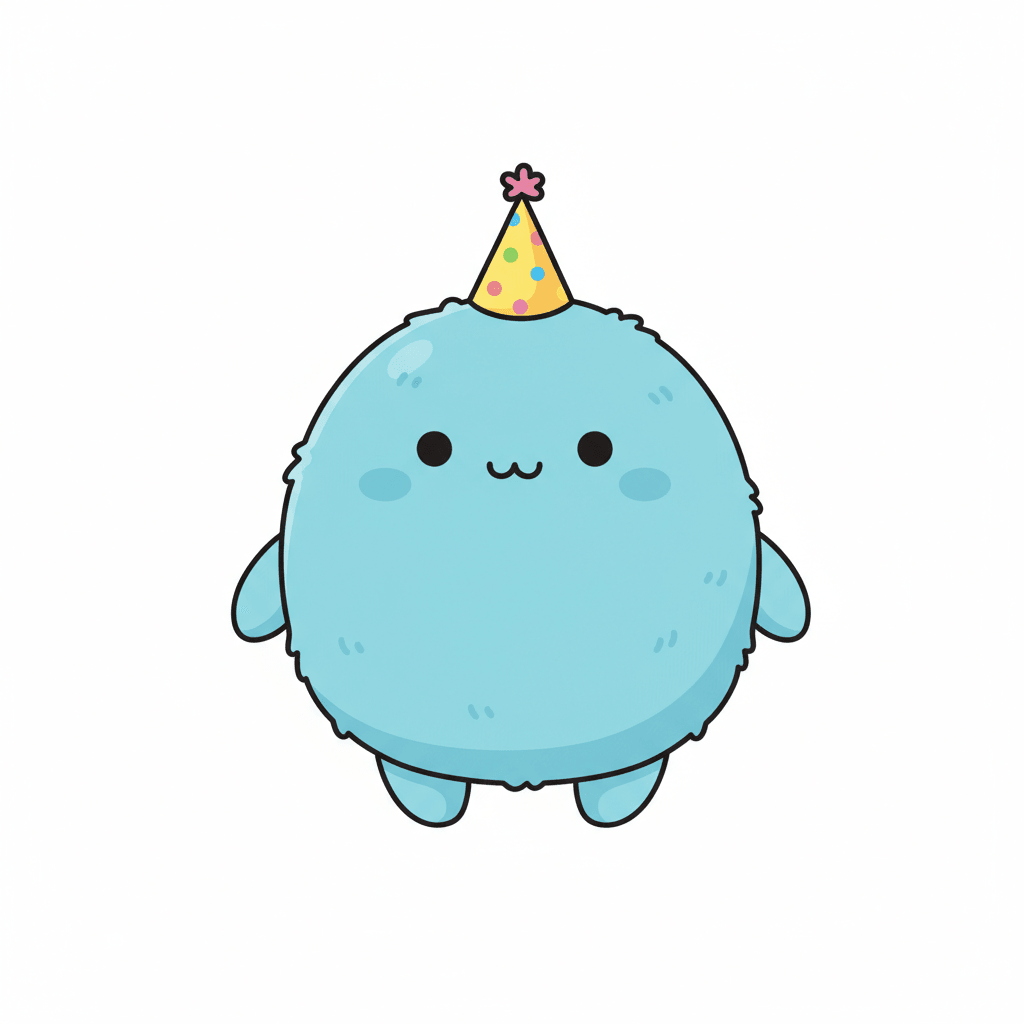 Monster Wearing Tiny Party Hat - easy cartoon drawing idea for fantasy