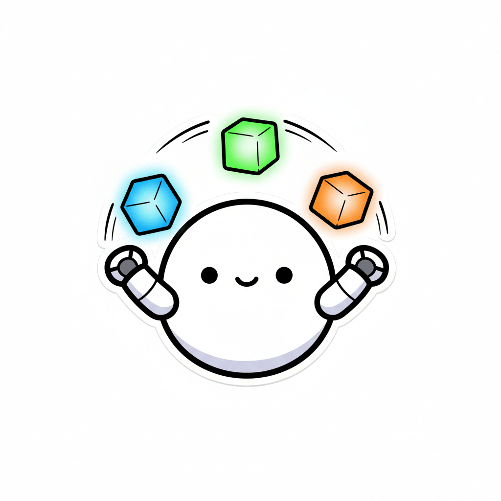 Robot Juggling Glowing Cubes - easy cartoon drawing idea for fantasy