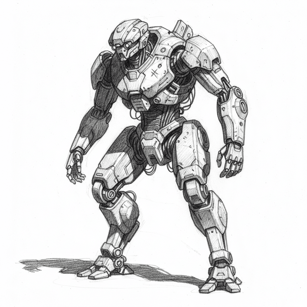 Robot - hard sketch drawing idea for fantasy