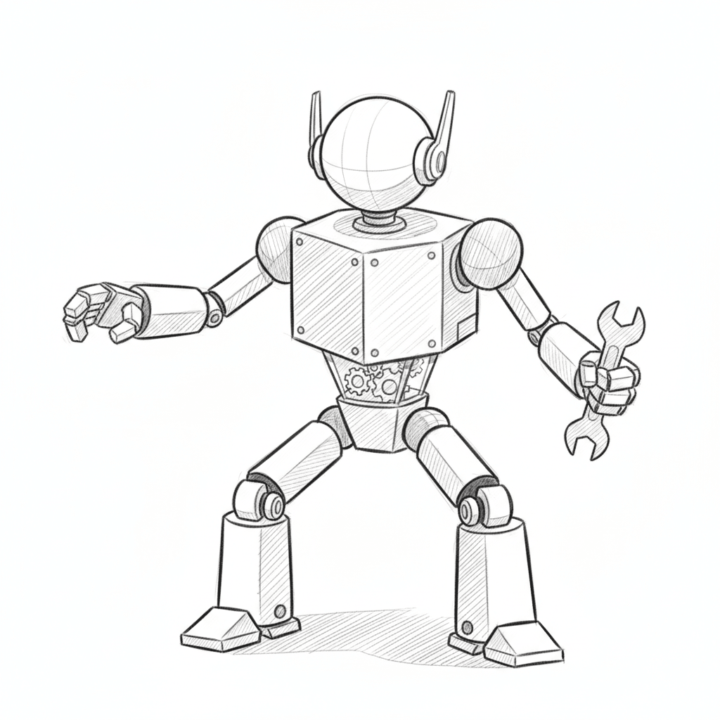Robot - medium sketch drawing idea for fantasy