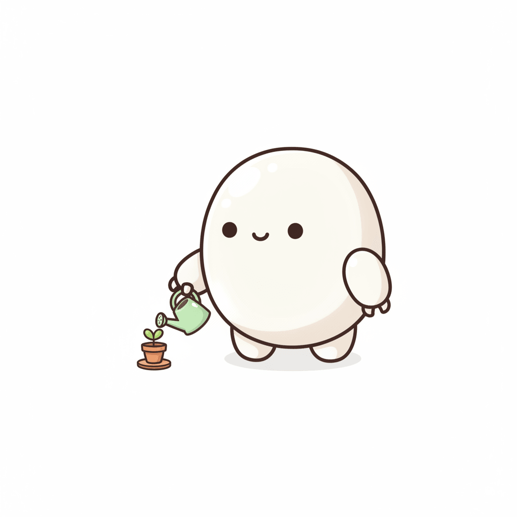 Robot Tending Tiny Plant - easy cartoon drawing idea for fantasy