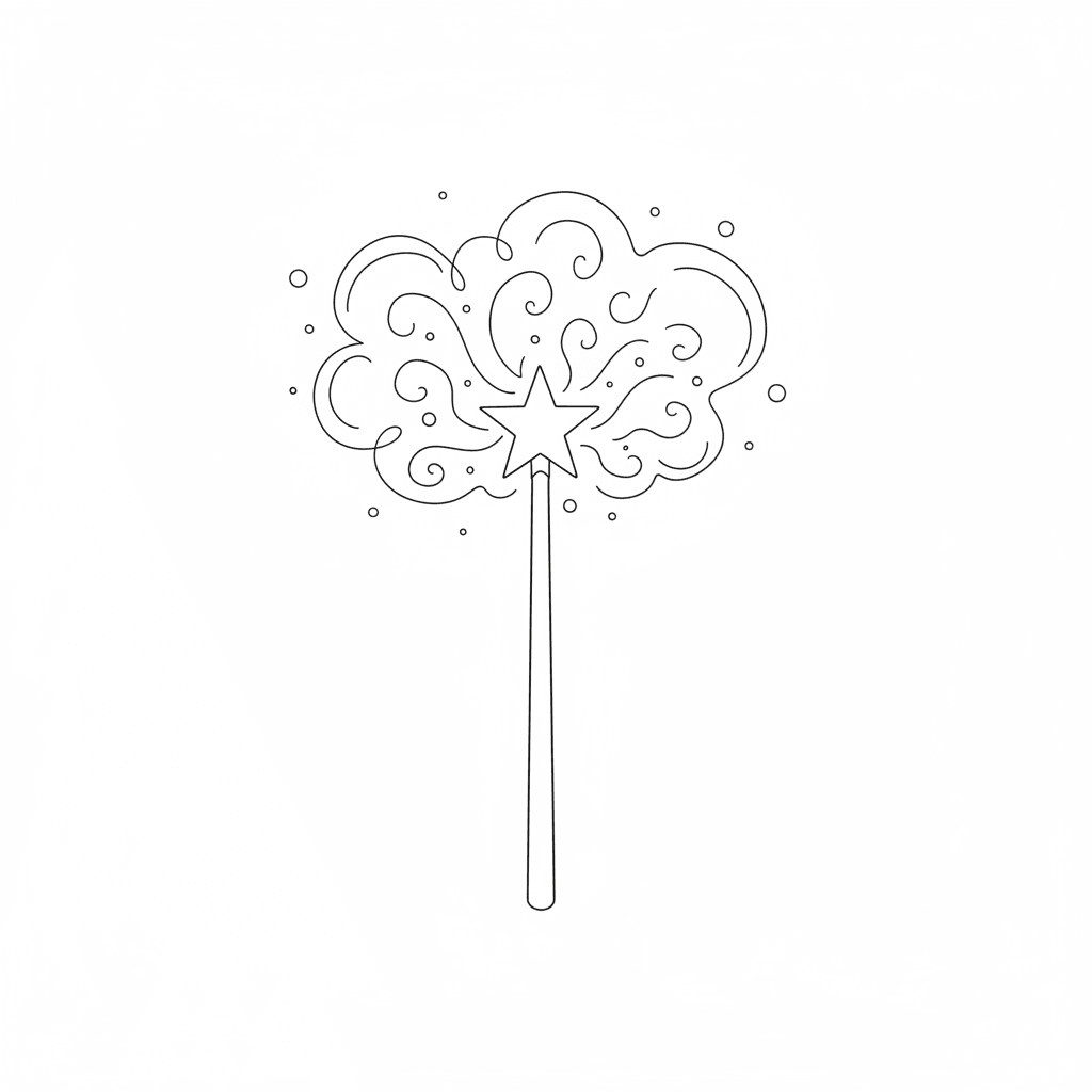 Wand Glowing Emitting Stardust - easy sketch drawing idea for fantasy